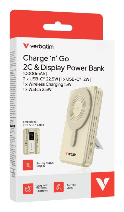 Verbatim 32274 bank mocy Litowo-polimerowy (LiPo) 10000 mAh Bezprzewodowe ładowanie Złoto