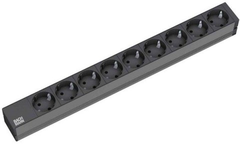 Bachmann 9x Schuko, 2m rozgałęziacz 9 x gniazdo sieciowe Czarny