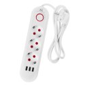 MACLEAN LISTWA ZASILAJĄCA, PRZEDŁUŻACZ 3 GNIAZDA + 3XUSB, 110-240V AC 50/60HZ, 2.1A MAX 2500W, 1,5M, BIAŁA MCE394 W