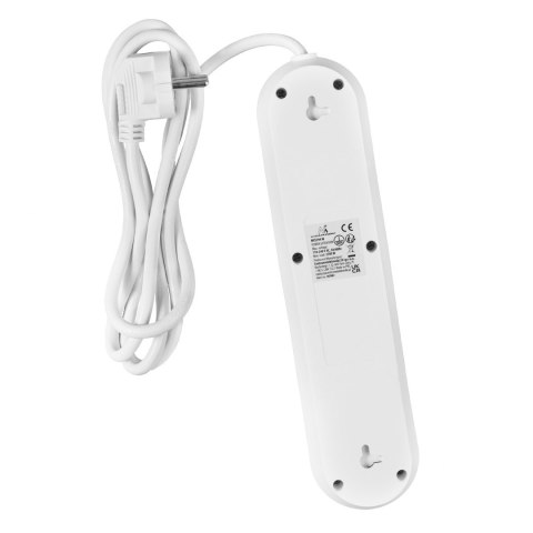 MACLEAN LISTWA ZASILAJĄCA, PRZEDŁUŻACZ 3 GNIAZDA + 3XUSB, 110-240V AC 50/60HZ, 2.1A MAX 2500W, 1,5M, BIAŁA MCE394 W