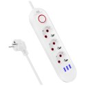 MACLEAN LISTWA ZASILAJĄCA, PRZEDŁUŻACZ 3 GNIAZDA + 3XUSB, 110-240V AC 50/60HZ, 2.1A MAX 2500W, 1,5M, BIAŁA MCE394 W