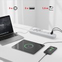 MACLEAN LISTWA ZASILAJĄCA PRZEDŁUŻACZ5 GNIAZD + 3XUSB, 110-240V AC 50/60HZ, 2.1A MAX 2500W, 1,5M, BIAŁA MCE395 W