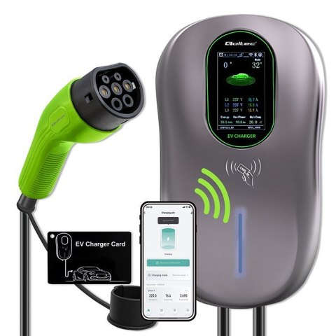 Qoltec Stacja ładowania 2w1 Typ2 22kW Wi-fi
