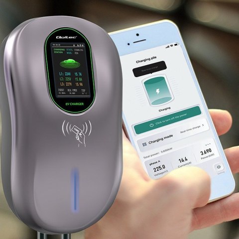 Qoltec Stacja ładowania 2w1 Typ2 22kW Wi-fi
