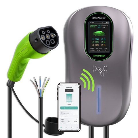 Qoltec Stacja ładowania 2w1 Typ2 22kW Wi-fi