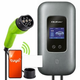 Qoltec Stacja ładowania EV Typ2 do samochodu elektrycznego i hybryd | 3 fazy | 22kW | 32A | Wi-fi | LCD | RFID | Smart life | TU