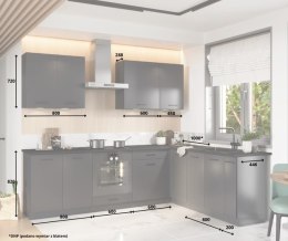 Zestaw mebli kuchennych Cosmo Design ANIKA grafit/grafit 2,0/2,6