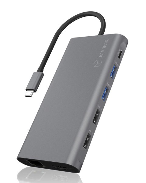 ICY BOX IB-DK4050-CPD Przewodowa USB 3.2 Gen 1 (3.1 Gen 1) Type-C Antracyt