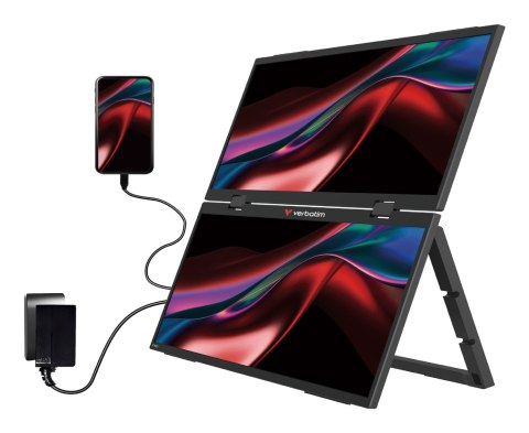 Verbatim Portable 15.6" FHD Dual Monitor Essentials Przenośny monitor Czarny 39,6 cm (15.6") LCD 1920 x 1080 px