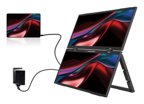 Verbatim Portable 15.6" FHD Dual Monitor Essentials Przenośny monitor Czarny 39,6 cm (15.6") LCD 1920 x 1080 px