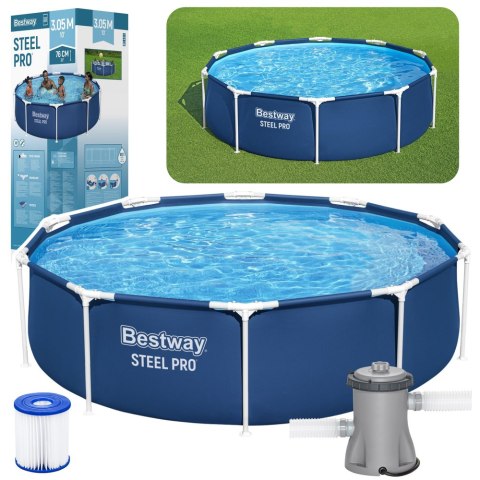 Basen Ogrodowy Stelażowy Z Pompą Niebieski 305 cm x 76 cm Bestway 56679