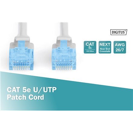 ACC Digitus | CAT 5e | Kabel krosowy | Skrętka nieekranowana (UTP) | Męski | RJ-45 | Męski | RJ-45 | Szary | 2 m