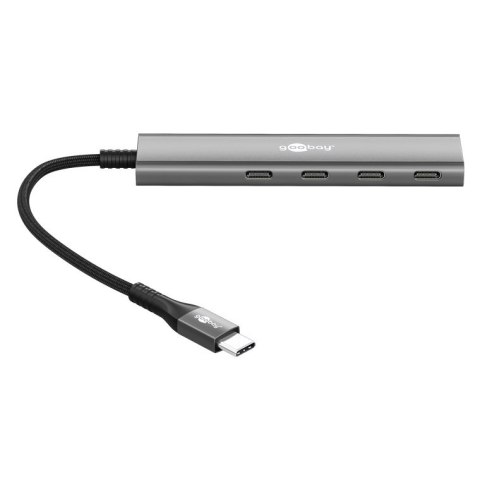 Goobay Goobay 76564 Slim 4-portowy koncentrator USB, USB-C™ auf USB-C™, 5 Gbit/s, szary