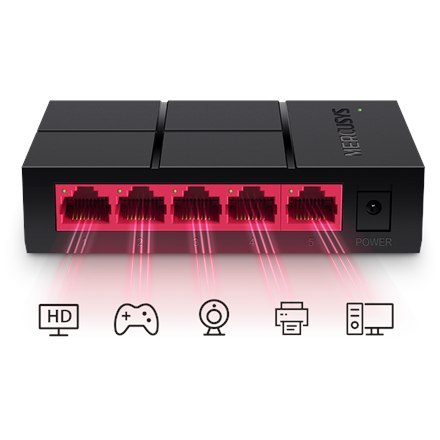 Mercusys Mercusys | Switch | MS105G | Niezarządzany | Desktop | Ilość portów 10/100 Mbps (RJ-45) | Ilość portów 1 Gbps (RJ-45) | Ilość po