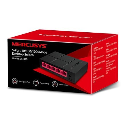 Mercusys Mercusys | Switch | MS105G | Niezarządzany | Desktop | Ilość portów 10/100 Mbps (RJ-45) | Ilość portów 1 Gbps (RJ-45) | Ilość po