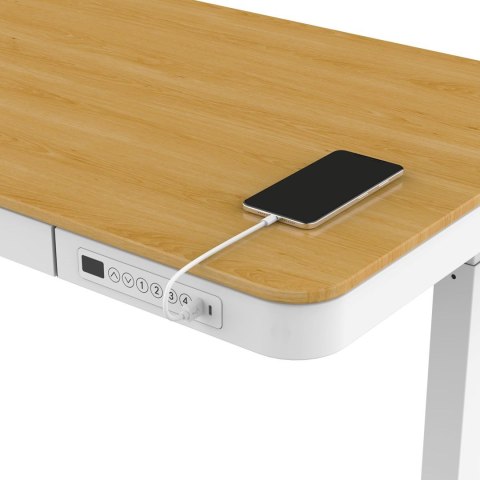 Activejet Biurko z elektryczną regulacją wysokości ET119W-C biały/dąb. Wymiar blatu 140 x 70 cm.
