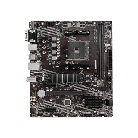 MSI MSI | A520M PRO | Rodzina procesorów AMD | Gniazdo procesora AM4 | DDR4 | Gniazda pamięci 2 | Liczba złączy SATA | Chipset AMD A