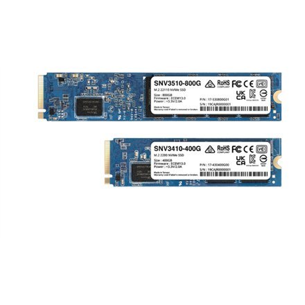 Synology Synology | SSD | SNV3410-400G | 400 GB | Format SSD M.2 2280 | Interfejs SSD M.2 NVME | Prędkość odczytu 3000 MB/s | Prędkość za