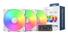Wentylator MONTECH HP140 ARGB PWM 140x140x25 biały 3 szt. (HP140 ARGB PWM (W) 3 W 1)