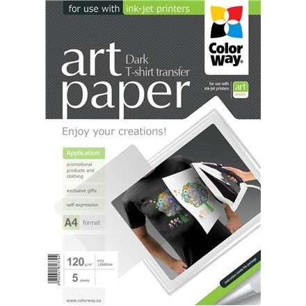 ColorWay KolorWay | Transfer do koszulek ART (ciemne) | 120 g/m² | A4 | Papier fotograficzny