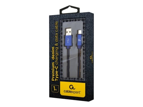 Cablexpert Cablexpert Premium Jeans (Denim) Type-C USB Cable with Metal Connectors | CC-USB2J-AMCM-1M-BL | Blue | 24 pin USB-C - male | 1 m
