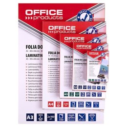 OFFICE PRODUCTS Folia do laminowania, A4, 2x80mikr., błyszcząca, 100szt., transparentna