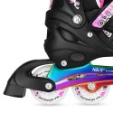 NH10905 4w1 ŁYŻWOROLKI LED RÓŻOWE Z WYM. PŁOZĄ HOKEJOWĄ RAINBOW ROZM. S(31-34) NILS EXTREME