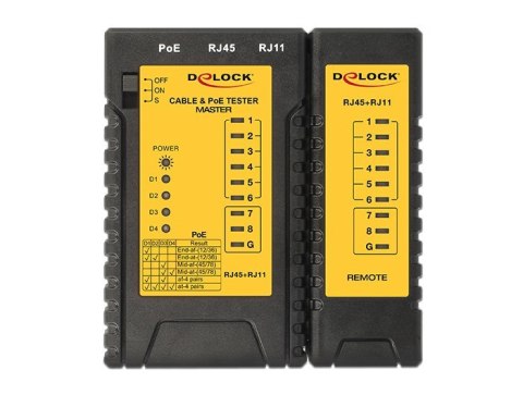 DeLOCK 86107 tester kabli sieciowych Czarny, Żółty