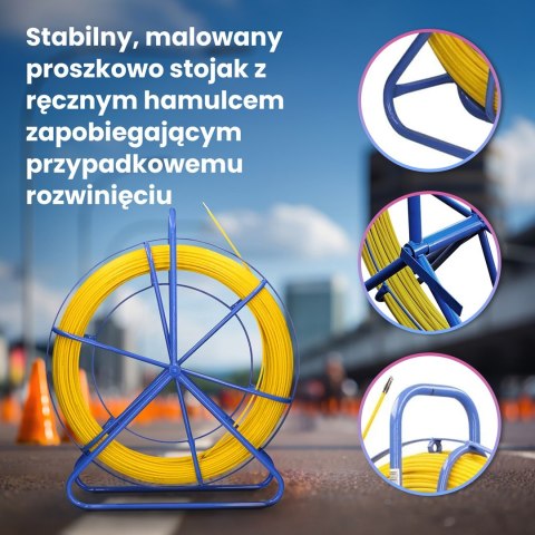Extralink Pilot do przeciągania kabli Pilot 4.5mm 100m włókno szklane FRP, śr. 4,5mm, dł. 100m, żółty
