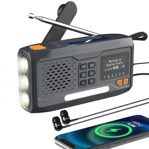 Extralink RADIO AWARYJNE BLUETOOTH SOLARNE Z KORBKA DYNAMO POWERBANK 4000MAH Z LATARKA SOS BT-4000 Przenośny Analogowe i cyfrowe