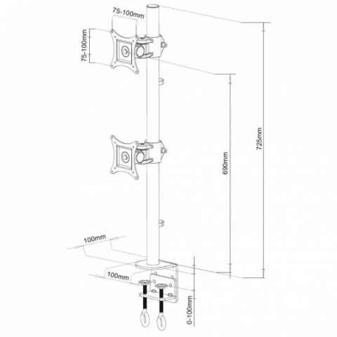 TECHLY Uchwyt na 2 monitory 13-27" LCD 10kg biurkowy pionowy 020690