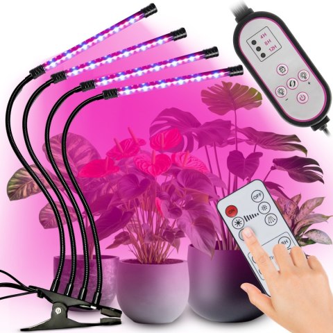 - 4x lampa do wzrostu uprawy roślin 80x led full spectrum 36w + pilot - e949-1