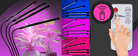 - 4x lampa do wzrostu uprawy roślin 80x led full spectrum 36w + pilot - e949-1