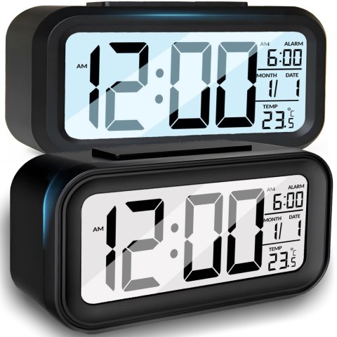 Budzik zegar led termometr podświetlenie 12/24h