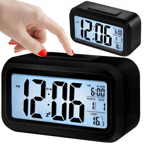 Budzik zegar led termometr podświetlenie 12/24h