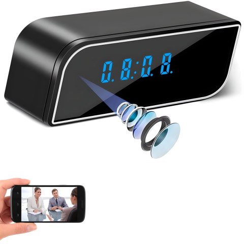 Zegar z ukryta mini kamera szpiegowska budzik wifi