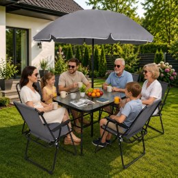 Zestaw Meble Ogrodowe Stół Krzesła Metalowe Parasol Na Balkon Taras Ogród