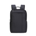 RIVACASE PLECAK NA LAPTOP 15,6" CENTRAL, CZARNY, 15L, Z POLIESTRU, KIESZENIE NA TABLET 10,1", SMARTFON, DOKUMENTY I AKCESORIA