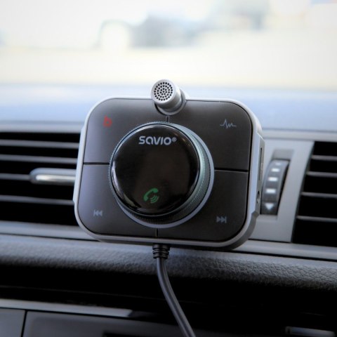 SAVIO TR-14 TRANSMITER SAMOCHODOWY FM Z BLUETOOTH I ŁADOWARKĄ,QUICK CHARGE 3.0 I POWER DELIVERY, RED. SZUMÓW
