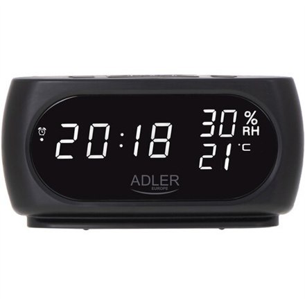 Adler Adler | Zegar z termometrem | AD 1186 | Czarny