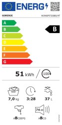 Gorenje Gorenje Washing machine | W3NGPI72SBS | Energy efficiency class B | Front loading | Washing capacity 7 kg | 1200 RPM | Depth 43.