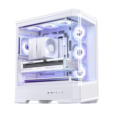 Obudowa PC Jonsbo D400, Midi Tower, ATX, Szkło Hartowane - biała