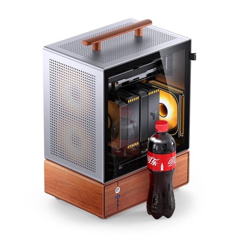 Obudowa PC Jonsbo T7, Midi-Tower, mATX, Szkło Hartowane - srebrne