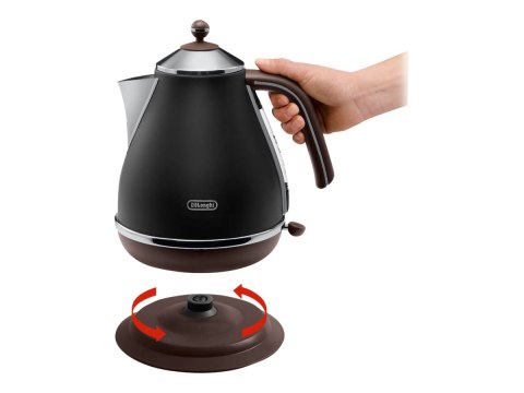 Delonghi Delonghi | Icona Vintage | KBOV2001BK | Czajnik standardowy | 2000 W | 1,7 L | Stal nierdzewna | Podstawa obrotowa 360° | Czarny