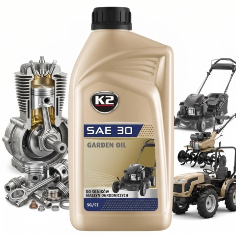 K2 Garden Oil SAE30 SG/CE Olej Do Silników 4T Maszyn Ogrodowych 1L O5451E