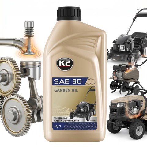 K2 Garden Oil SAE30 SG/CE Olej Do Silników 4T Maszyn Ogrodowych 1L O5451E