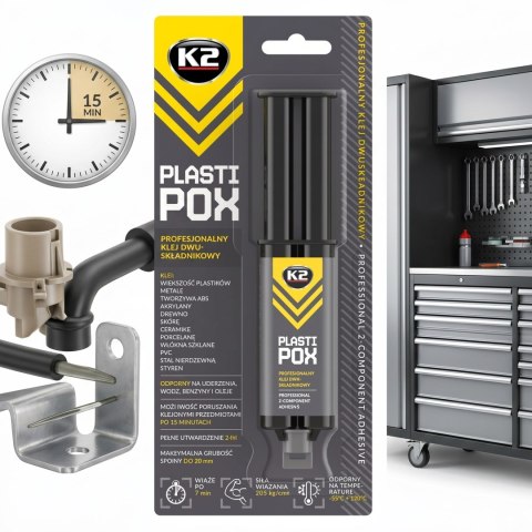 K2 PLASTIPOX Klej Dwuskładnikowy Do Plastiku Gumy Metalu I Szkła 25g B478