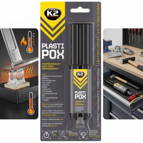 K2 PLASTIPOX Klej Dwuskładnikowy Do Plastiku Gumy Metalu I Szkła 25g B478