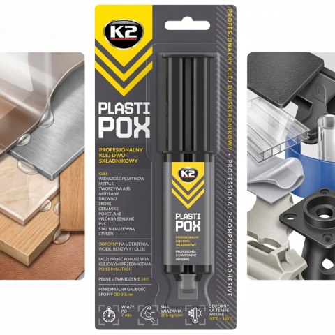 K2 PLASTIPOX Klej Dwuskładnikowy Do Plastiku Gumy Metalu I Szkła 25g B478