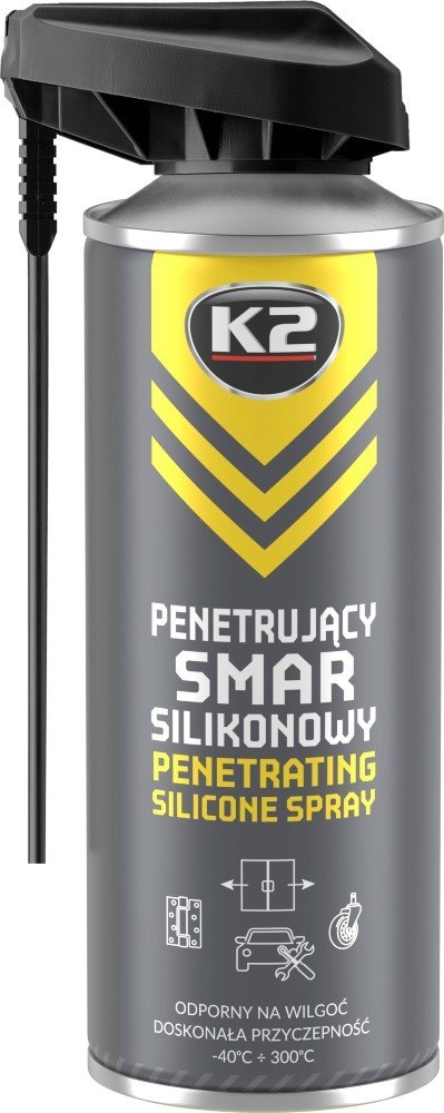 K2 SMAR SILIKONOWY Preparat Do Zawiasów Zamków Gumy I Tworzyw 400ml B430